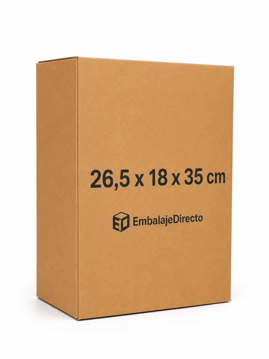 Caja para 6 botellas de vino 26,5x18x35 cm especial mensajería Caja para 6 botellas de vino 26,5x18x35 cm para mensajería con impresión Embalaje Directo
