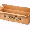 Caja para jamones canal doble abierta Caja de cartón canal doble para jamones con solapas abiertas mostrando doble canal