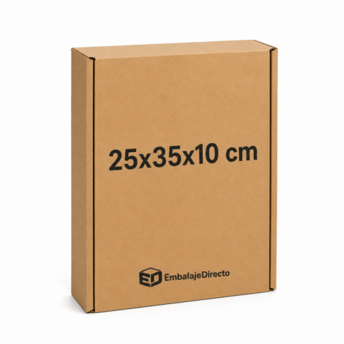Caja automontable 25x35x10 cm en cartón kraft para envíos Caja automontable de cartón kraft 25x35x10 cm para envíos ecommerce