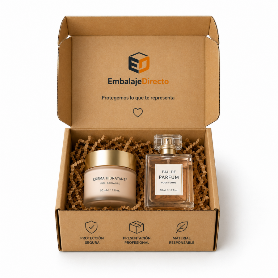 Caja personalizada para cosmética y perfumes Caja ecommerce personalizada con crema cosmética y perfume
