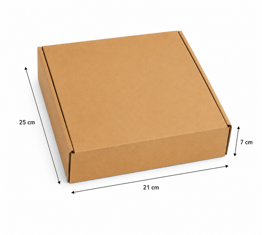 Caja de cartón para empanadillas 21x14x7 cm con medidas exteriores