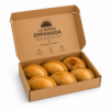 Caja para empanadillas con 6 empanadillas en cartón kraft