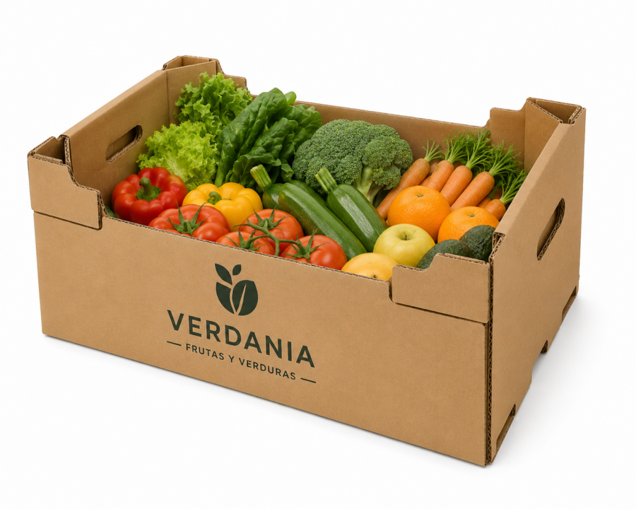 Caja hortofrutícola personalizada con impresión llamativa Caja personalizada para frutas y verduras con impresión a color