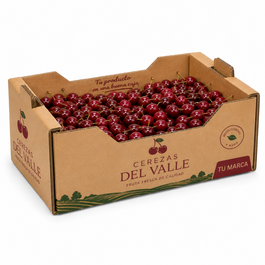 Caja de cartón personalizada llena de cerezas para 2 kg Caja personalizada para cerezas de 2 kg