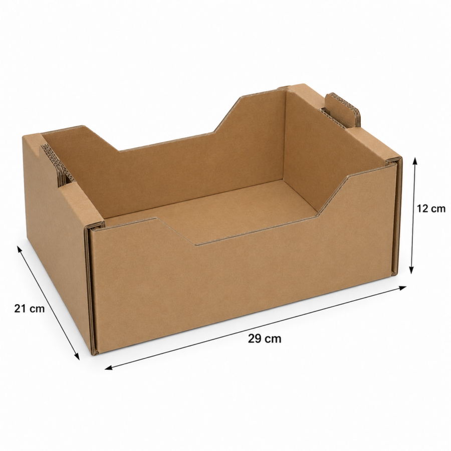 Medidas de caja de cartón para 2 kg de frutas y verduras Medidas caja para 2 kg de frutas y verduras 29x21x12 cm
