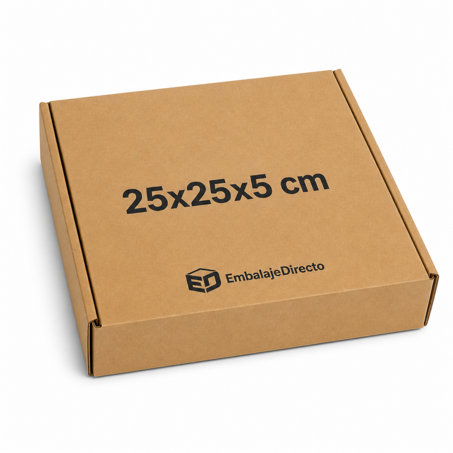 Cajas para envíos de ropa 25x25x5 cm | Caja ecommerce de cartón Cajas para envíos de ropa 25x25x5 cm de cartón kraft para ecommerce