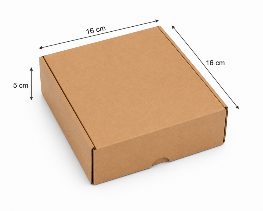 Medidas caja para envíos 16x16x5 cm Caja de cartón para envíos con medidas 16x16x5 cm