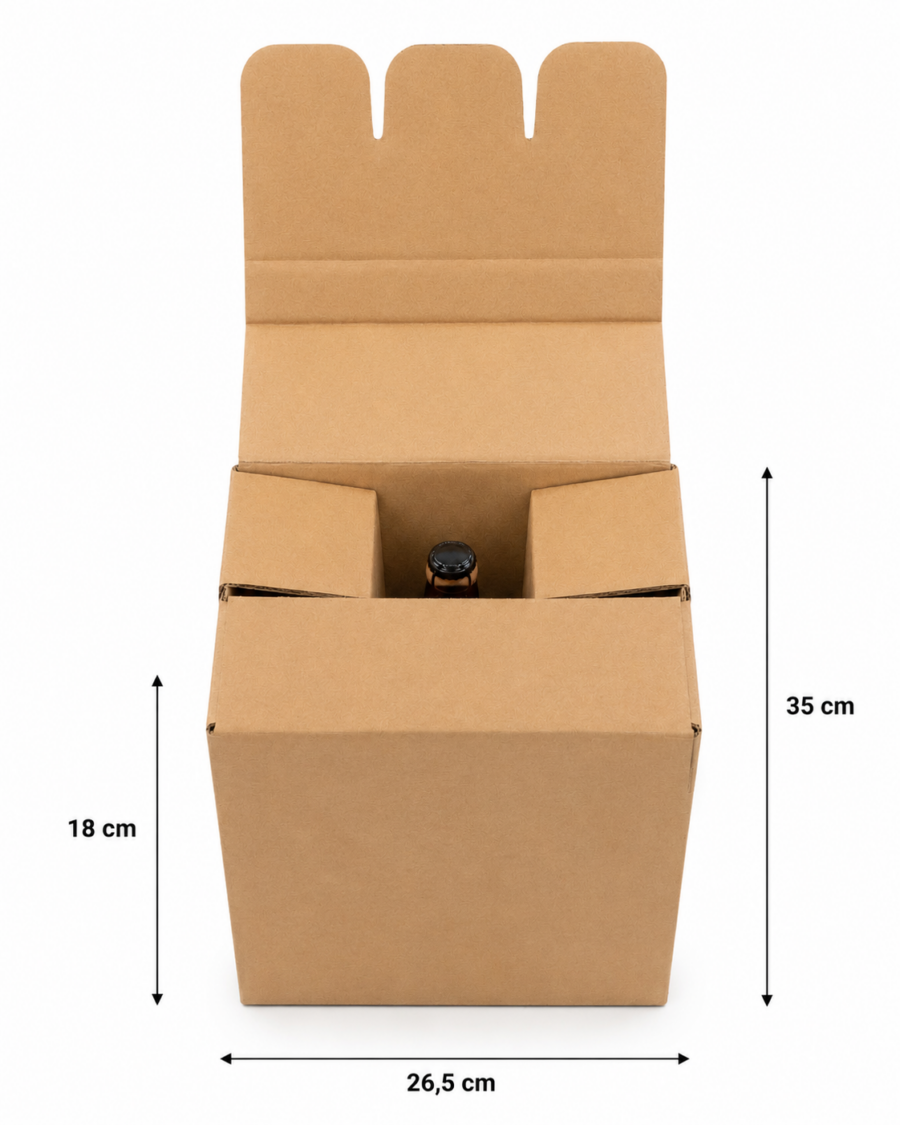 Dimensiones de caja para envío de 6 botellas de vino 26,5x18x35 cm Medidas de caja para 6 botellas de vino 26,5x18x35 cm especial mensajería