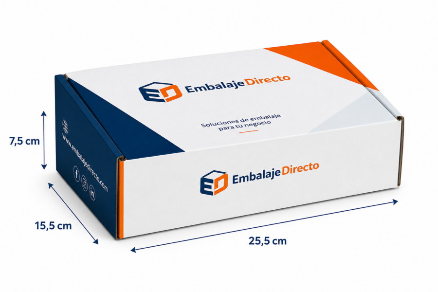 Medidas caja premium con impresión digital Caja con impresión digital a 2 caras con medidas 25,5x15,5x7,5 cm
