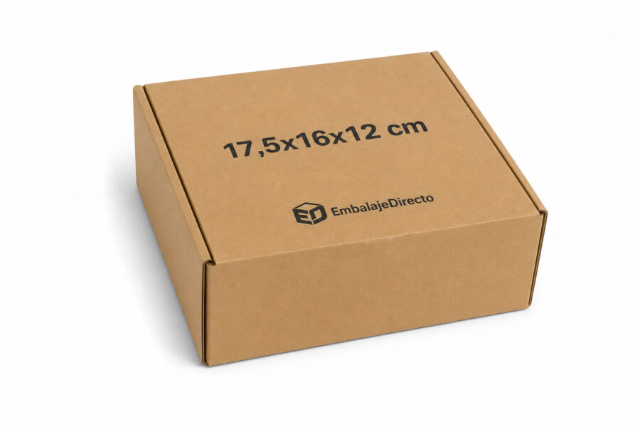 Caja para Envíos 17,5x16x12 cm | Embalaje Directo Caja para envíos 17,5x16x12 cm automontable con logo de Embalaje Directo