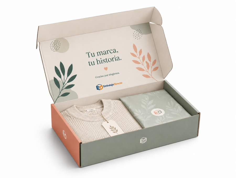 Caja personalizada con productos en el interior Caja personalizada abierta con productos en el interior 39x28,5x10 cm