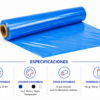 Características y especificaciones del film estirable azul Especificaciones técnicas del film estirable manual azul