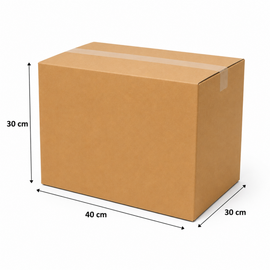 Medidas caja de cartón 40x30x30 cm Caja de cartón 40x30x30 cm con medidas y flechas