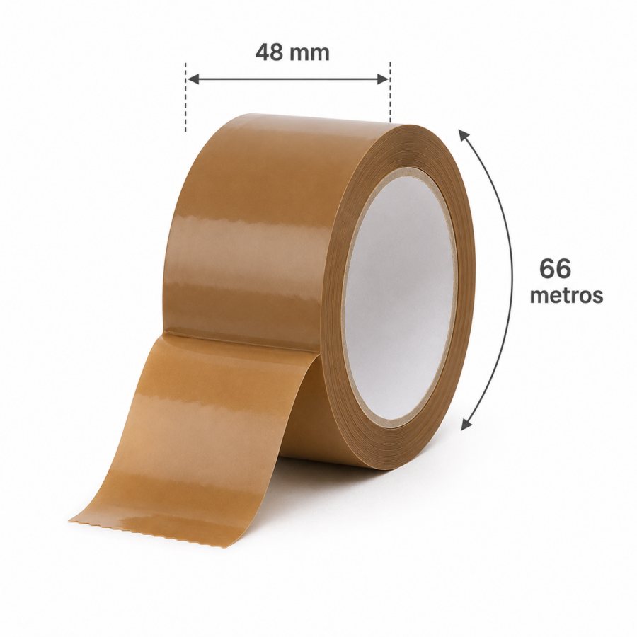 Precinto adhesivo marrón 48 mm x 66 m Precinto marrón 48 mm x 66 metros con medidas para embalaje profesional