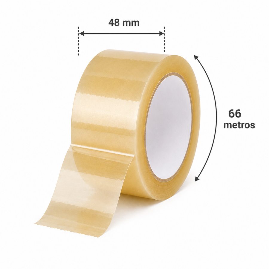 Precinto transparente adhesivo 48 mm x 66 m Precinto transparente 48 mm x 66 metros con medidas para embalaje profesional