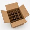 Caja abierta para 6 botellas de vino con separadores Caja para 6 botellas de vino con separadores interiores y botellas colocadas