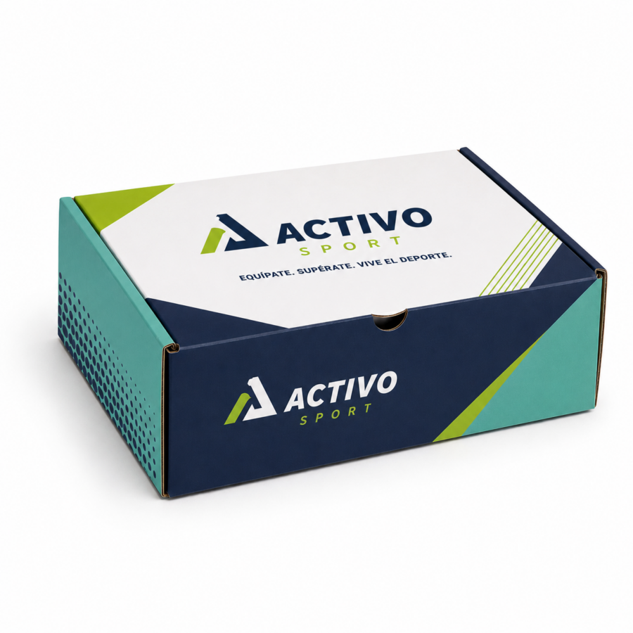 Caja automontable personalizada para deporte | Embalaje Directo Caja automontable con tapa personalizada para ropa deportiva y productos de deporte con impresión offset a todo color