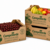 Caja para cerezas personalizada con fruta fresca y cajas apiladas