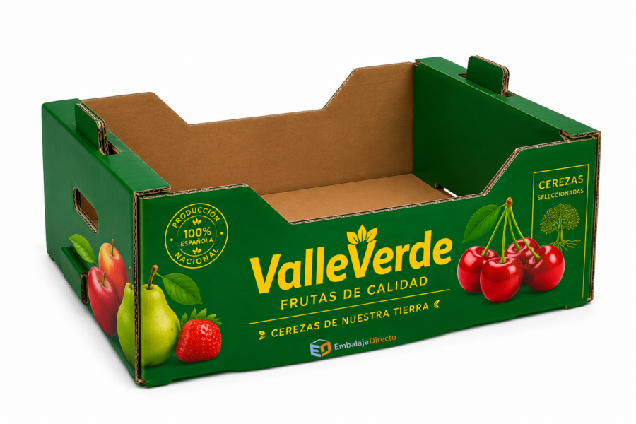 Caja para cerezas personalizada con impresión a todo color