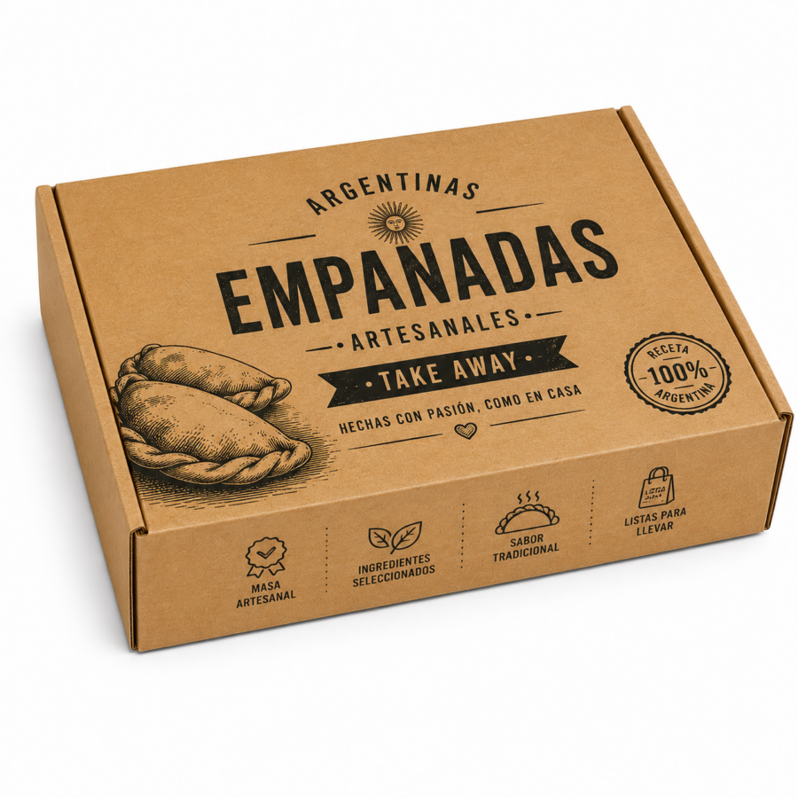Caja personalizada para empanadas argentinas 30x20x5,5 cm Caja para empanadillas 30x20x5,5 cm personalizada para take away de empanadas argentinas
