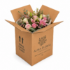 Caja para flores con ramo floral 35x35x50 cm Caja para envío de flores 35x35x50 cm con ramo floral y señalización frágil
