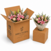 Caja para envío de flores con soporte interior 30x30x60 cm Caja para flores 30x30x60 cm con ramo floral y soporte interior de cartón para envío seguro de flores