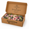 Caja para envío de flores 50x37,5x15 cm con ramo floral Caja para flores 50x37,5x15 cm con ramo floral en su interior y personalización para floristerías