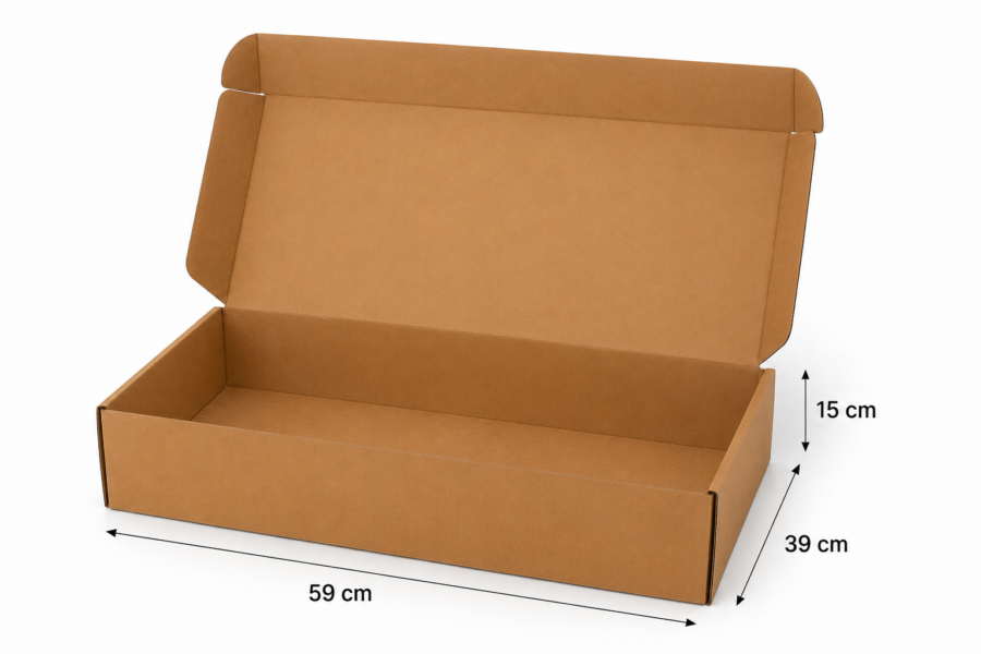 Caja para flores abierta 59x39x15 cm | Embalaje Directo Caja para flores 59x39x15 cm abierta de cartón kraft con medidas para envío de ramos y arreglos florales