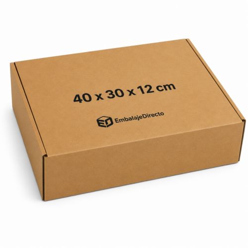 Caja Gourmet y Carnicería 40x30x12 cm | Embalaje Directo Caja gourmet y carnicería 40x30x12 cm de cartón kraft con medidas impresas