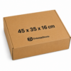 Caja gourmet y carnicería 45x35x16 cm | Embalaje Directo Caja gourmet y carnicería 45x35x16 cm de cartón kraft con impresión de medidas y logo Embalaje Directo