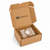 Caja para joyería ecommerce abierta con reloj y pulsera en su interior