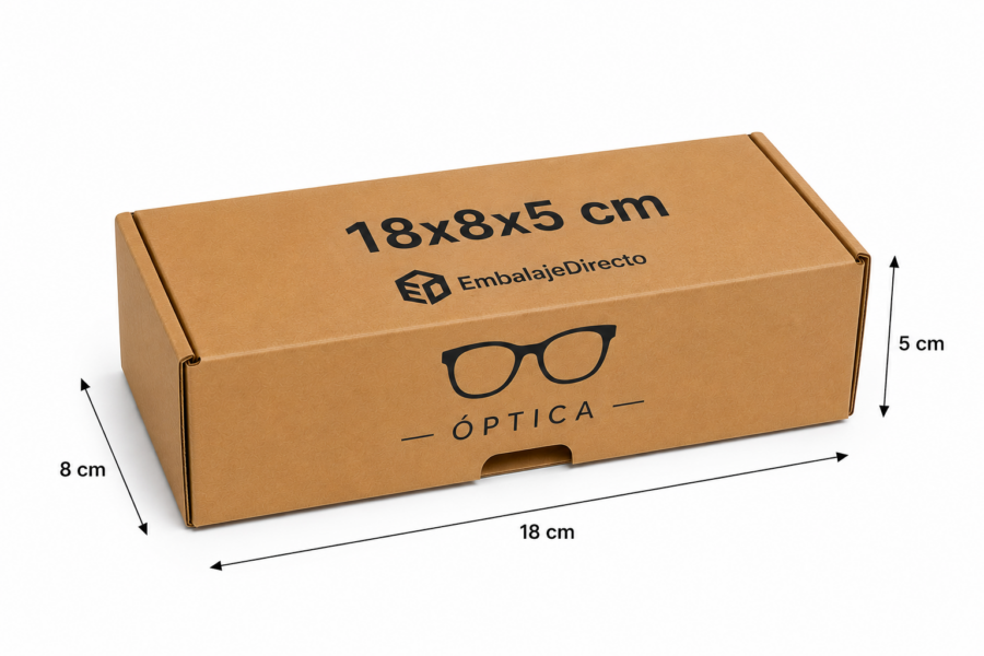 Caja para gafas 18x8x5 cm medidas exteriores Caja para gafas de cartón 18x8x5 cm con medidas exteriores
