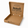 Interior personalizado de caja para pizza 27x27x4 cm Caja para pizza 27x27x4 cm con impresión personalizada en el interior de la tapa y sistema de ventilación