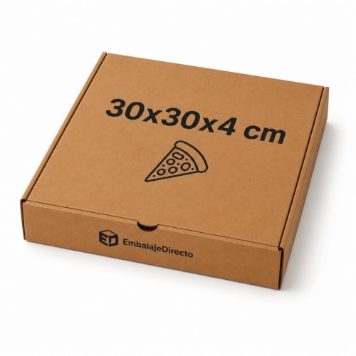 Caja para pizza personalizada 30x30x4 cm de cartón kraft