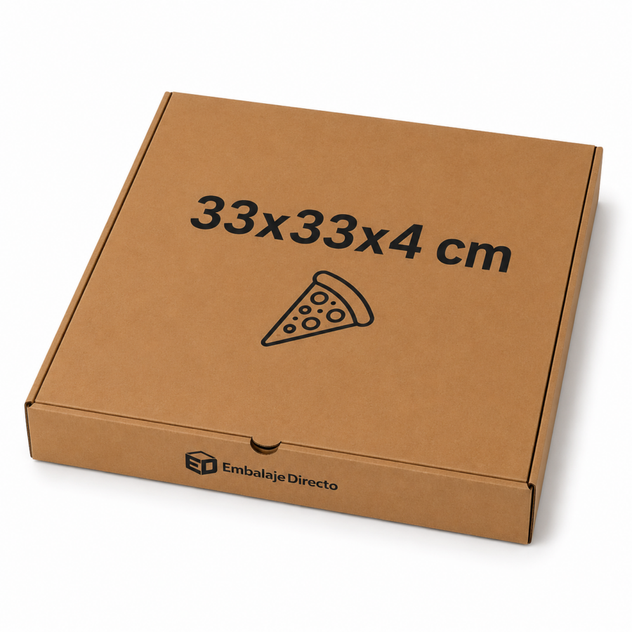 Caja para pizza personalizada 33x33x4 cm de cartón kraft
