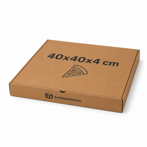 Caja para pizza personalizada 40x40x4 cm de cartón kraft