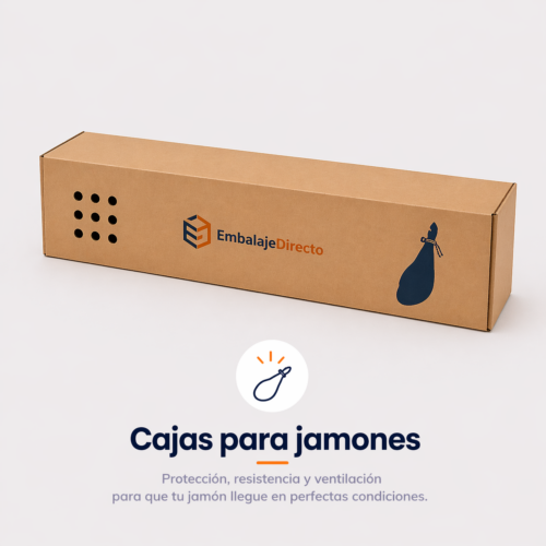 Caja para jamón de cartón resistente con ventilación para transporte y envío