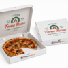 Cajas para pizza personalizadas blancas 36x36x4 cm Cajas para pizza personalizadas 36x36x4 cm en cartón blanco con impresión a color y pizza en su interior