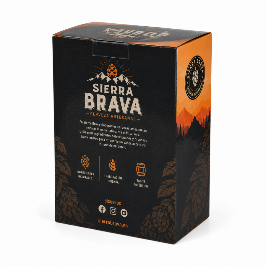 Parte trasera de caja expositora personalizada para cerveza artesanal | Embalaje Directo Parte trasera de caja expositora de cartón personalizada para cerveza artesanal con impresión offset a todo color