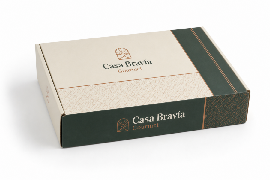 Caja gourmet personalizada Casa Bravía para loncheado ibérico Caja gourmet personalizada para jamón ibérico loncheado y regalos corporativos