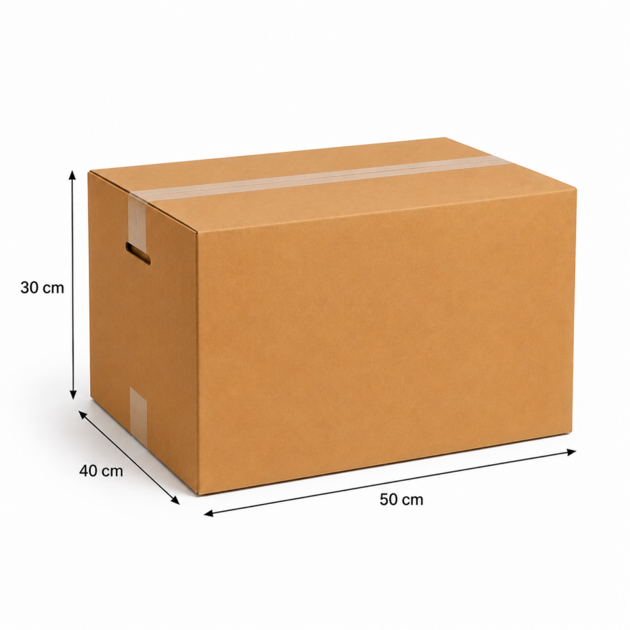 Medidas caja logística B1 50x40x30 cm | Embalaje Directo Medidas de la caja logística B1 de cartón canal doble 50x40x30 cm con dimensiones exteriores