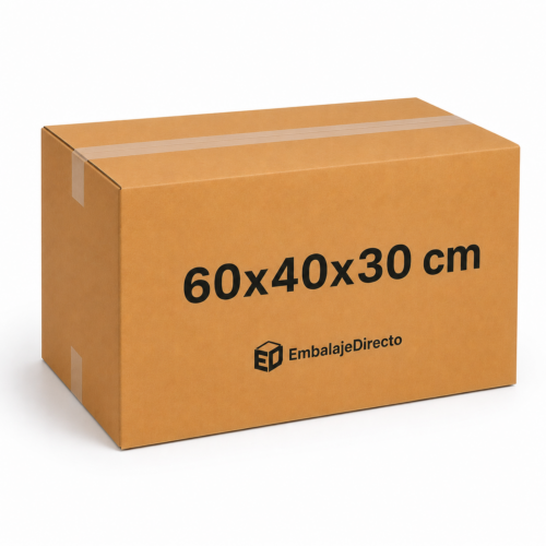 Caja logística B1 60x40x30 cm de cartón canal doble | Embalaje Directo Caja logística B1 de cartón canal doble 60x40x30 cm para transporte, almacenaje y mudanzas