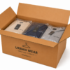 Caja logística B1 60x40x30 cm para envíos de ropa | Embalaje Directo Caja logística B1 de cartón canal doble 60x40x30 cm con prendas de ropa para envíos de ecommerce