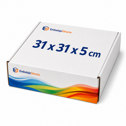 Caja automontable personalizada 31x31x5 cm con impresión offset digital