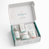 Caja para cosmética y farmacia 24x23x10 cm abierta con productos de parafarmacia