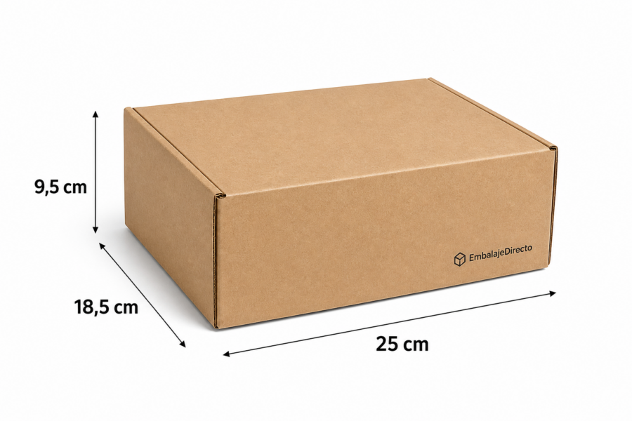 Caja para cosmética y farmacia 25x18,5x9,5 cm con flechas de medida Caja para cosmética y farmacia 25x18,5x9,5 cm con flechas y medidas visibles