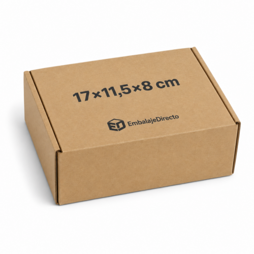 Caja automontable 17×11,5×8 cm para envíos ecommerce Cajas automontables para envíos ecommerce de 17×11,5×8 cm con logotipo EmbalajeDirecto