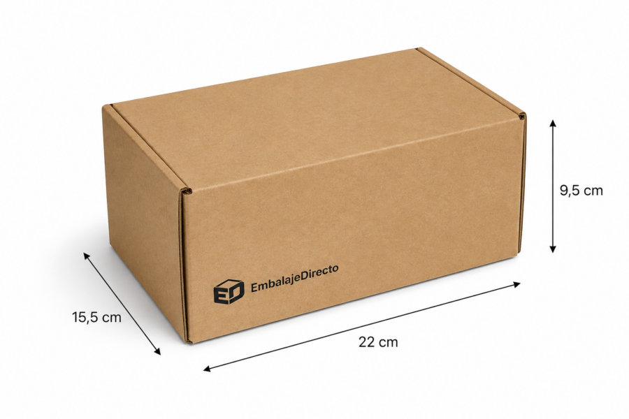 Caja para cosmética y farmacia 22x15,5x9,5 cm con flechas de medida Caja para cosmética y farmacia 22x15,5x9,5 cm con flechas y medidas en cm