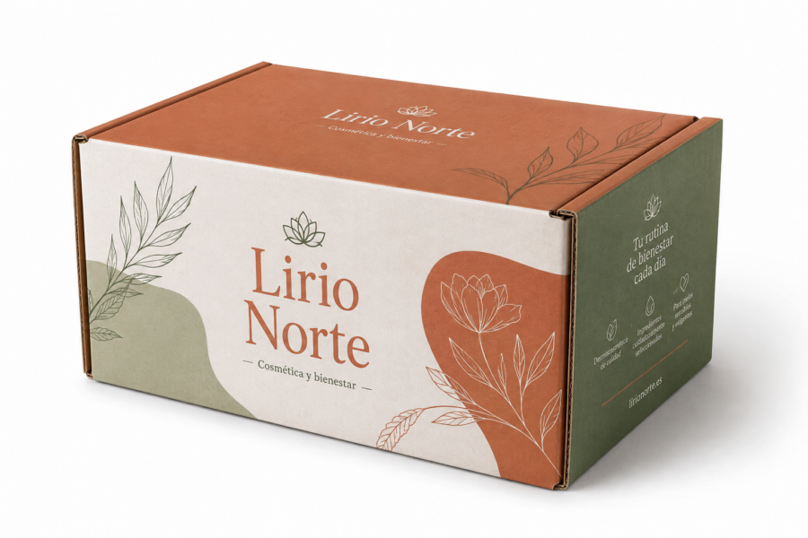 Caja para cosmética y farmacia cerrada personalizada Lirio Norte Caja para cosmética y farmacia 29x17,5x11,5 cm cerrada personalizada para marca premium