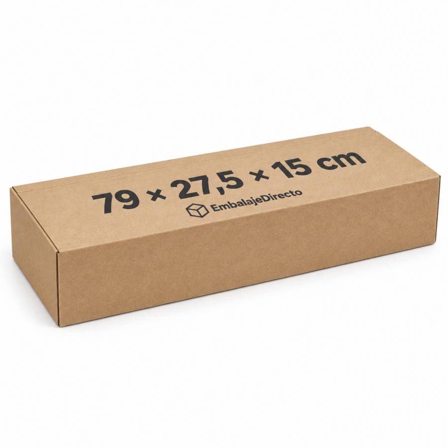 Caja para jamón 79×27,5×15 cm | Embalaje Directo Caja para jamón 79×27,5×15 cm de cartón kraft con medida y logo